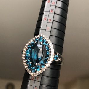 Victoria Wieck Sterling Silver London Blue Topaz & White Topaz Ring